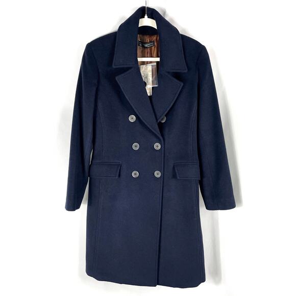 Peruvian Connection Navy Military Dress Coat Double Breasted Alpaca‎ Wool Sz 6 - Picture 1 of 8